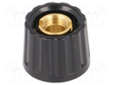 Knob; without pointer; plastic; Shaft d: 6mm; Ø20x15mm; black