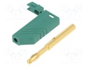 Plug; 4mm banana; 24A; 60VDC; green; gold-plated; Contacts: brass