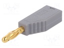 Plug; 4mm banana; 19A; grey; with axial socket; Mounting: on cable