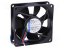 Fan: DC; axial; 80x80x25mm; 79m3/h; 37dBA; ball bearing; 3600rpm