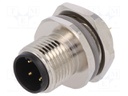Socket; M12; PIN: 4; male; D code-Ethernet; soldering; IP67; 250V; 4A