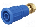 Socket; 4mm banana; 32A; 1kV; blue; gold-plated; on panel