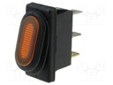 ROCKER; SPST; Pos: 2; OFF-ON; 10A/250VAC; orange; IP65; neon lamp