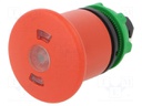 Switch: emergency stop; Stabl.pos: 2; 22mm; red; Illumin: LED; IP66