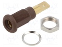 Socket; 4mm banana; 25A; 30VAC; 60VDC; brown; gold-plated; on panel