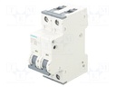 Circuit Breaker, MCB, 5SY4, 2P, 10 kA, 400 V, 2 A