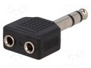 Splitter; Jack 3.5mm socket x2,Jack 6.35mm plug; stereo