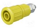 Socket; 4mm banana; 32A; 1kV; yellow; nickel plated; on panel