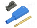 4mm banana; 32A; 1kV; blue; insulated,with 4mm axial socket