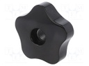 Knob; Dia: 60mm; M12; 16mm; H: 24mm; duroplast (PF); black gloss