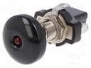 Switch: push-pull; Pos: 2; 10A/14VDC; black; Illumin: LED; red