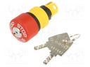 Switch: emergency stop with key; Stabl.pos: 2; 16mm; red; Pos: 2