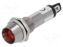 Indicator: LED; recessed; 12VDC; Cutout: Ø8.2mm; IP40; metal