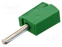 Plug; 4mm banana; 20A; 42V; green; 40mm; 3.86g