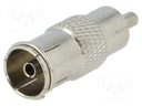 Adapter; RCA plug,coaxial 9.5mm socket