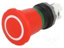 Switch: emergency stop; Stabl.pos: 2; 22mm; red; Illumin: none; IP66