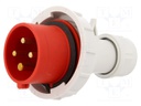 Connector: AC supply 3-phase; plug; male; 16A; 400VAC; IEC 60309