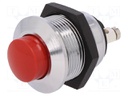Switch: push-button; Pos: 2; SPST-NO; 0.25A/250VAC; 2A/12VDC; red