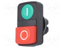 Switch: double; Stabl.pos: 1; 22mm; green/red; Illumin: none; IP66