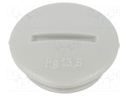 Stopper; PG13,5; Mat: polystyrene; light grey