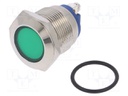 Indicator: LED; flat; 12VDC; 12VAC; Cutout: Ø19mm; screw; brass