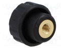 Knob; Dia: 16mm; M4; 10mm; H: 13mm; polyamide; Boss material: brass