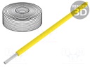 Wire; stranded; Cu; 1x0,04mm2; PVC; yellow; 60V; -5÷85°C; 10m