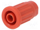 Socket; 4mm banana; 24A; 1kV; red; push-in,on panel; 28.1mm; 5mΩ