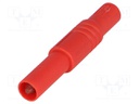 Plug; 4mm banana; 24A; 1kVDC; red; with protection; 3mΩ; 0.5÷2.5mm2