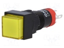 Switch: push-button; Pos: 2; SPDT; 0.5A/250VAC; 1A/24VDC; yellow