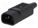 Connector: AC supply; plug; male; 10A; 250VAC; IEC 60320; C14 (E)