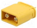 Plug; DC supply; XT30; male; PIN: 2; for cable; soldered; 15A; 500V