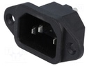 Connector: AC supply; socket; male; 10A; 250VAC; IEC 60320; C14 (E)