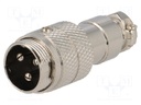 Plug; microphone; male; PIN: 3; for cable; straight