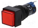 Switch: push-button; Pos: 2; SPDT; 0.5A/250VAC; 1A/24VDC; red; red