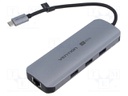 Hub USB; USB 3.0; grey; Number of ports: 9; 0.15m; Colour: black