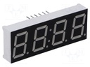 Display: LED; 7-segment; 14.2mm; 0.56"; No.char: 4; red; 35mcd; anode