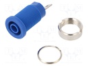 Socket; 4mm banana; 24A; blue; nickel plated; screw,on panel; 33mm