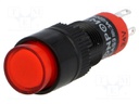 Switch: push-button; Pos: 2; SPDT; 0.5A/250VAC; 1A/24VDC; red; red