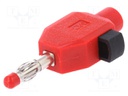 Plug; 4mm banana; 10A; 60V; red; 2.5mm2; Plating: nickel plated