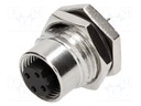 Socket; M12; PIN: 4; female; D code-Ethernet; THT; IP68; 250V; 4A