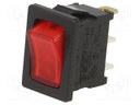 ROCKER; SPST; Pos: 2; OFF-ON; 16A/12VDC; red; LED; Rcont max: 50mΩ