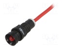 Indicator: LED; recessed; 230VAC; Cutout: Ø11mm; IP40; 300mm leads