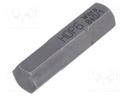 Screwdriver bit; Allen hex key; HEX 6mm; Overall len: 25mm