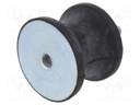 Vibration damper; M12; Ø: 70mm; rubber; L: 53mm; Thread len: 37mm