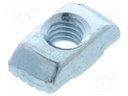 Nut; for profiles; Width of the groove: 6mm; steel; zinc; H: 1mm