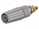 Socket; 4mm banana; 32A; 1kV; grey; gold-plated; insulated