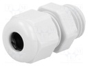 Cable gland; M12; IP68; Mat: polyamide; light grey; UL94V-0