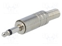 Plug; Jack 3,5mm; male; mono; straight; for cable; soldering