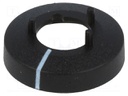 Nut cover with pointer; ABS; black; push-in; Ø: 15.5mm; Øint: 14mm